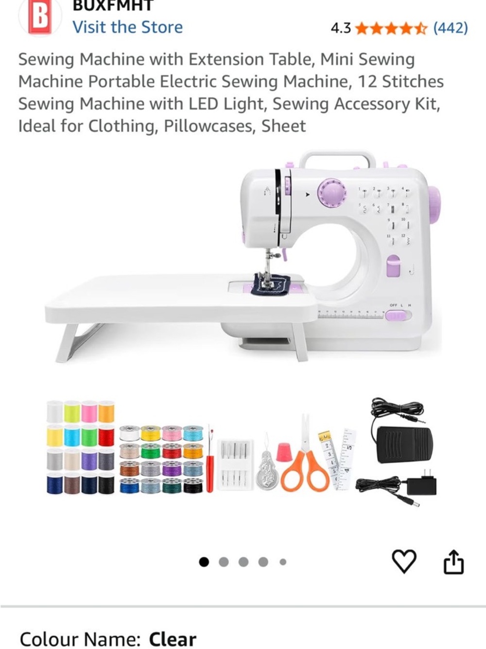 Portable Sewing Machine with Extension Table - White & Lilac